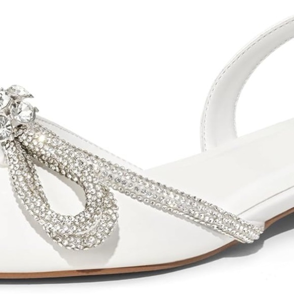 Chic White Slingback Flats with Sparkling Accents